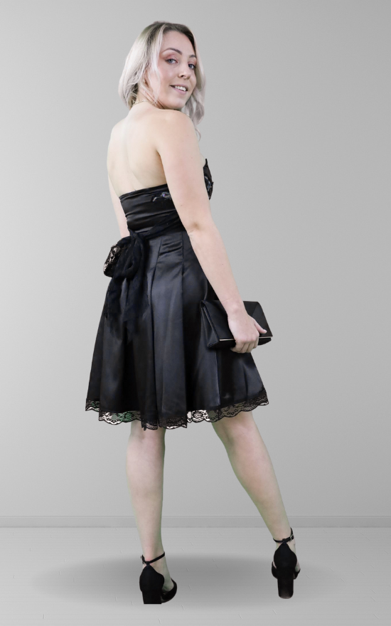 green emerald velvet dress Black Bandeau fit & flare Dress