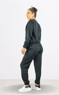 Black Sweatshirt & Jogger Set