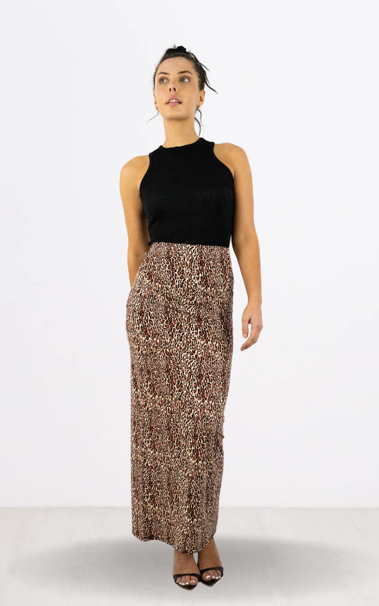 Animal Print Pencil Maxi Skirt