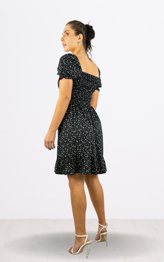 Black Mono Spot Mini Dress