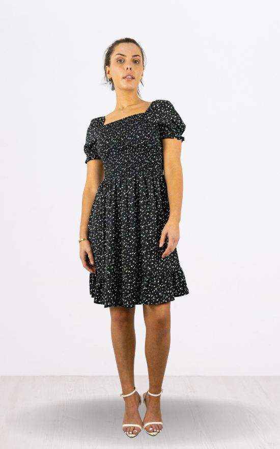 Black Mono Spot Mini Dress