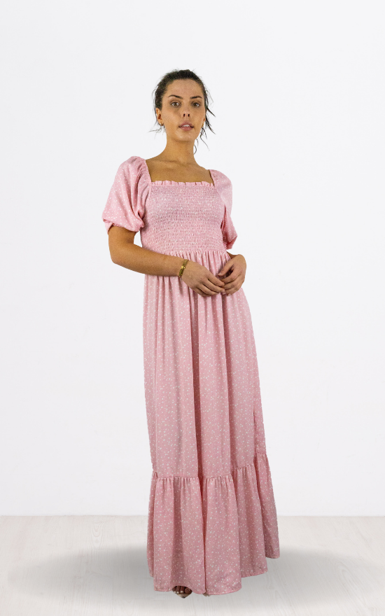 Pink Shearing Detail Maxi Dress