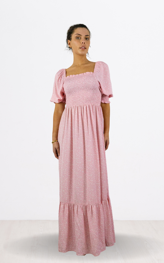 Pink Shearing Detail Maxi Dress