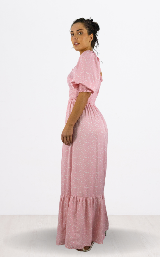 Pink Shearing Detail Maxi Dress