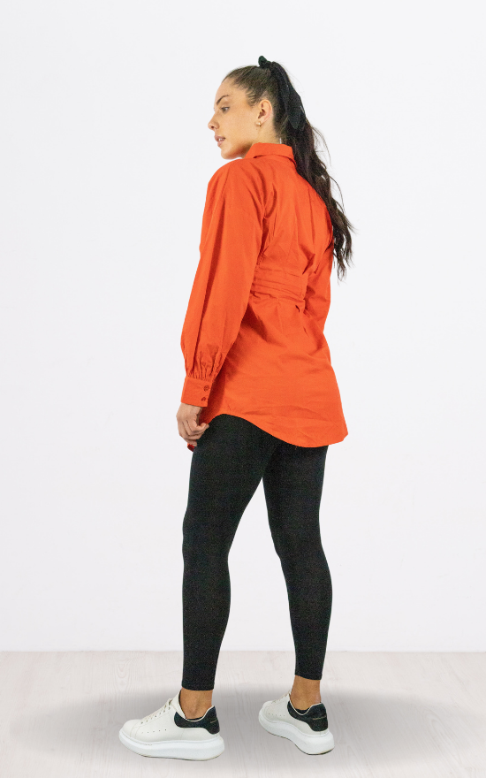 Red Skater Fitted Shirt Dress