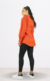 Red Skater Fitted Shirt Dress