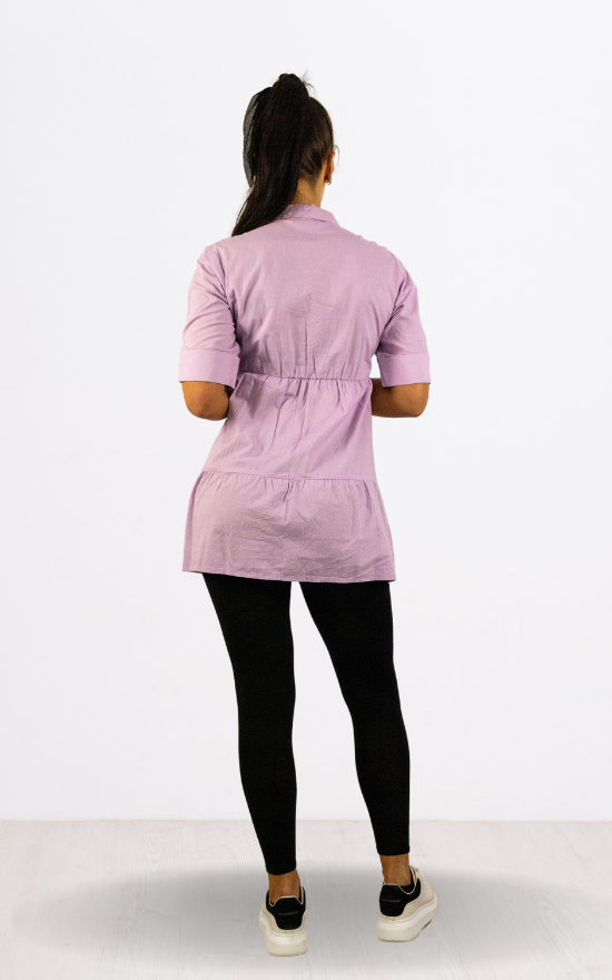 Lilac Tiered Hem Shirt Dress