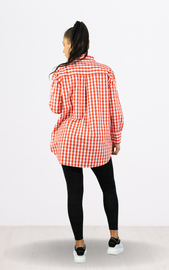 Red Check Loose Fit Full Sleeve Shirt