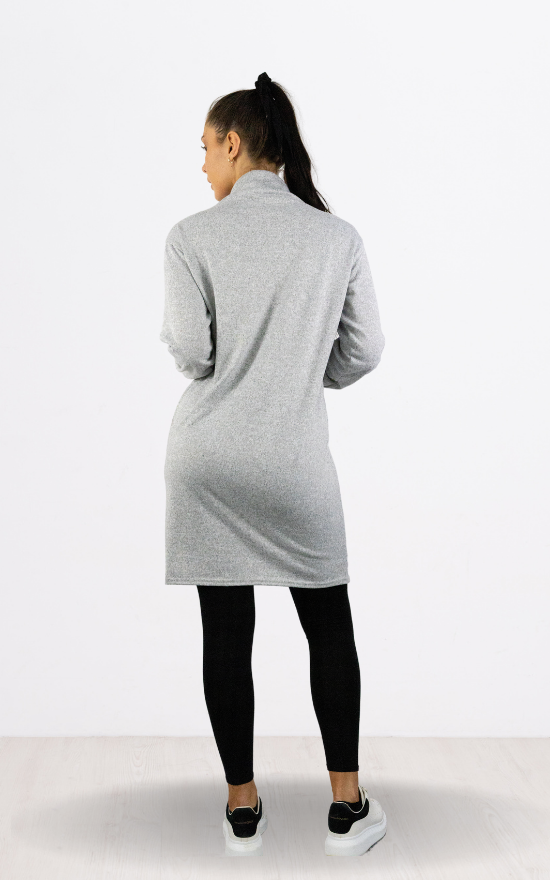 Grey Funnel Neck Jumper Dress