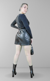 Black lurex plunge bodysuit