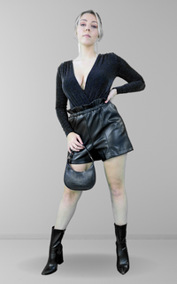 Black lurex plunge bodysuit