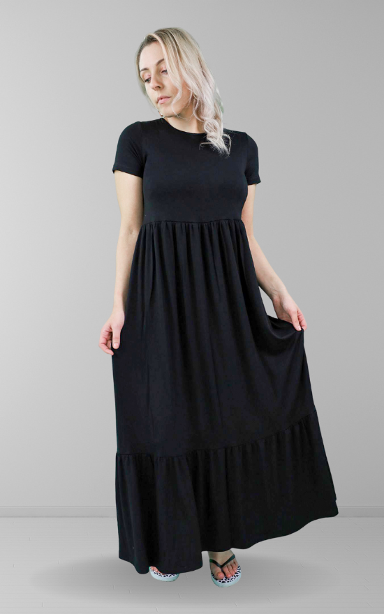 Black tiered maxi dress