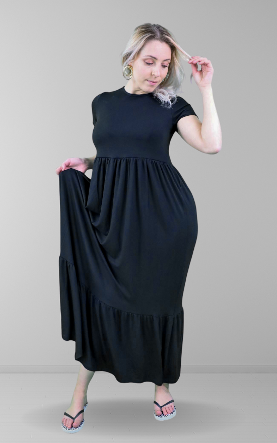 Black tiered maxi dress