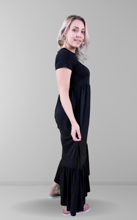 Black tiered maxi dress