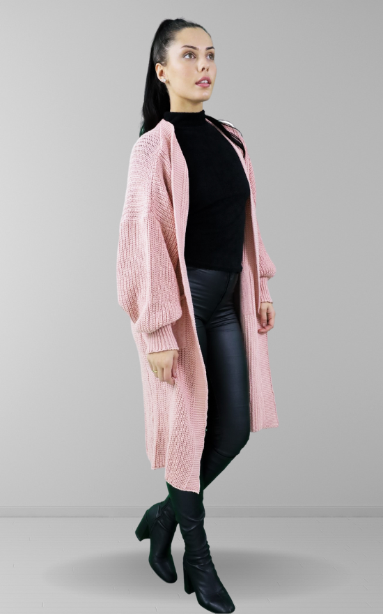 Dusty Rose Oversized Longline Cardigan