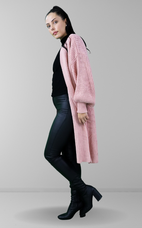 Dusty Rose Oversized Longline Cardigan