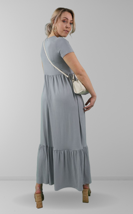 Grey Tiered Maxi Dress