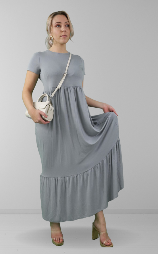 Grey Tiered Maxi Dress