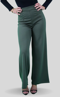 Khaki Scuba Crepe Wide Leg Trouser