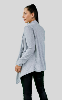 Maternity grey long sleeve over wrap cardigan