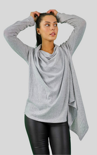 Maternity grey long sleeve over wrap cardigan