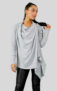Maternity grey long sleeve over wrap cardigan