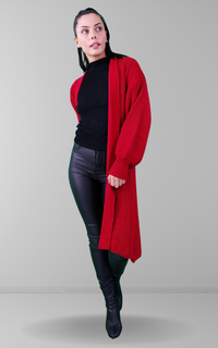 Red Oversized Longline Cardigan